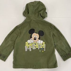 Zara Mickey Mouse baby jacket olive green anorack